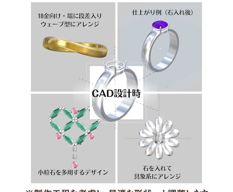 ジュエリー制作用CADデータを作成します 手描きや画像から立体設計に落とします イメージ2