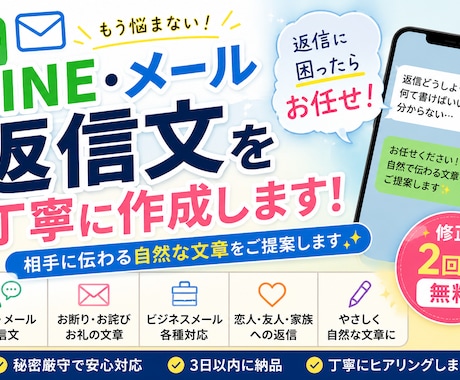 LINE・メールの返信文を丁寧に作成します イメージ1