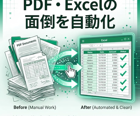 ExcelやPDFの作業を自動化します PDFからExcelへ抽出・集計・転記を自動でミスなく イメージ1