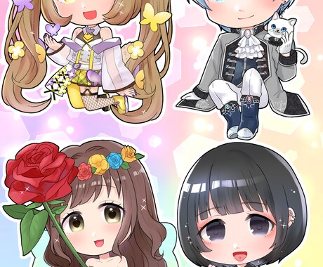 SDキャラ(ミニキャラ)描きます 可愛くキラキラしたSDキャラクター(ミニキャラ)お描きします イメージ2