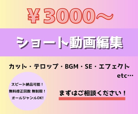 ショート動画編集承ります SNS用の動画編集者を探している方必見！お急ぎ対応も可！ イメージ1