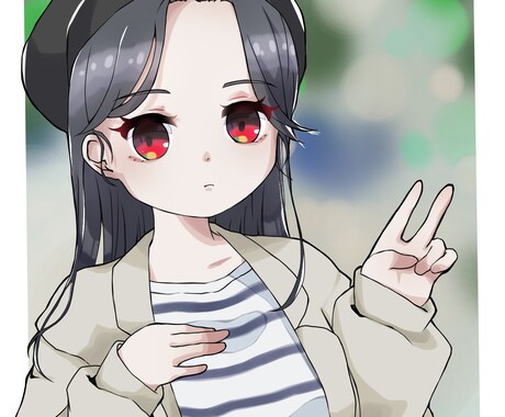 SNS用にオリジナルイラスト描きます キャラクターの顔をメインにしたイラストです イメージ1
