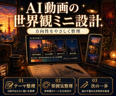 AI動画の世界観ミニ設計をします 画像・動画生成の方向性をやさしく整理したい方へ イメージ1