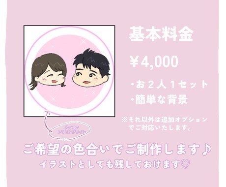 2人のためのカップルアイコンをご制作します イラストで2人の今を記念に残しませんか？恋愛系SNSアイコン イメージ2