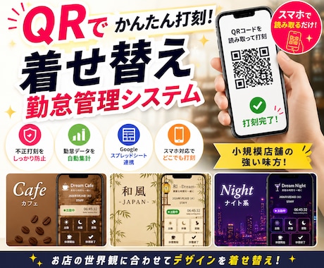 スマホで使えるシンプル勤怠管理システム作ります 小規模店舗向け｜お店の世界観で作る「ぽちっと勤怠」 イメージ1