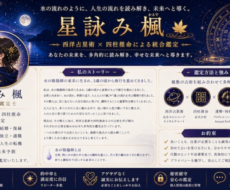 恋愛・仕事・運命を本気で鑑定します 恋愛・仕事・人生の悩みを多角的な占術で読み解きます イメージ1