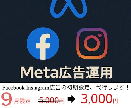 Meta広告(インスタ・FB)初期設定を代行します 9月限定キャンペーン中！通常5000円が、今だけ3000円！ イメージ1