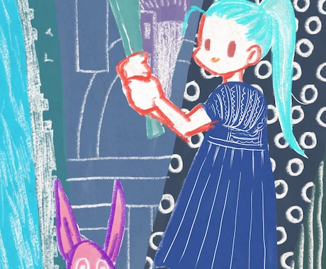 カラフルなゆるい絵本調の絵を描きます ゆるさの中に一粒のスパイスを利かせた絵はいかがですか イメージ2