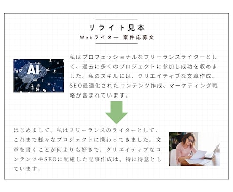 AIで作った文章、自然な言葉に書き直します 「なんか惜しい文章…」でも自分で書き直すのが難しい方へ イメージ2