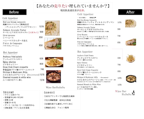 飲食店メニューを現役運営者が売れる形に改善します イメージ1
