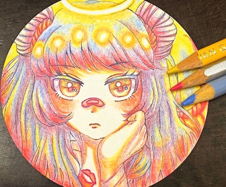丸型の紙コースターやミニ色紙に可愛い女の子描きます あなただけの可愛い、カラフルなイラストを作成します イメージ2