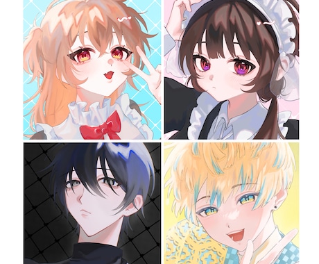 かわいいからかっこいいまでイラストをお描きします アイコン、1枚絵、立ち絵、ミニキャラなどお描きします。 イメージ1
