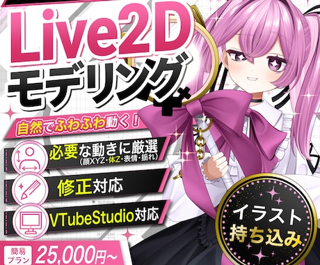 お手頃価格で自然に動くLive2Dを制作します キャラクターの魅力を引き出すモデリング イメージ1