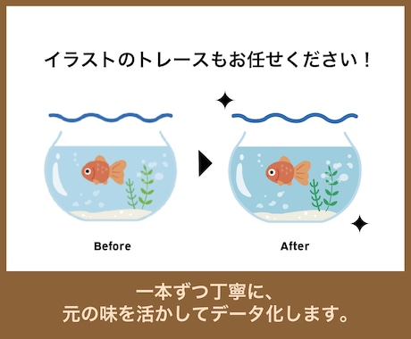 画像から綺麗なAiデータにします 手書きや荒い画像を印刷用データへ丁寧に変換し仕上げます。 イメージ2