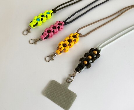 パラコード/スマホストラップ3販売します 三連の花が可愛いスマホ・ネックストラップです♡ イメージ2