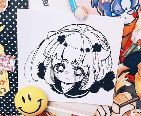 あなただけの肖像画をお描きします☆ます 白黒バストアップ単体線画イラスト(カラーも可能) イメージ1