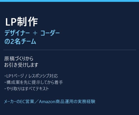 デザイナーとコーダーの2名でLPを制作します 原稿づくりから承ります｜EC実務の視点で構成を設計 イメージ2