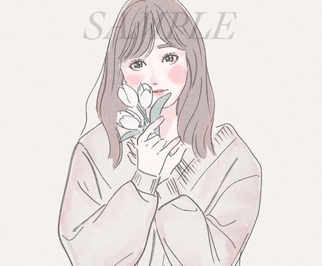 フェミニンなスクエア似顔絵を描きます 家族・恋人・自分へのプレゼントに イメージ2
