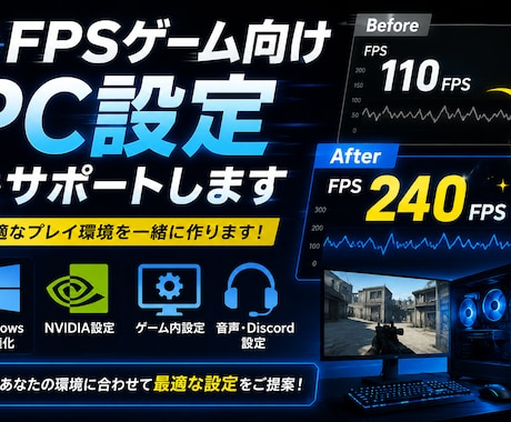 FPSゲーム向けPC設定をサポートします FPS向上を目指し最適な設定をご提案します イメージ1