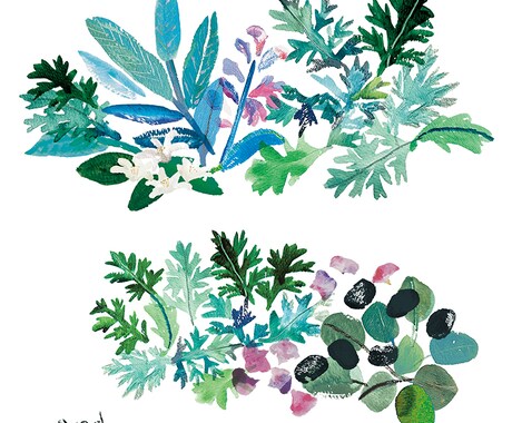 自然、花 ナチュラルイラスト制作します 絵の具のにじみやカスレを生かしたイラスト イメージ2