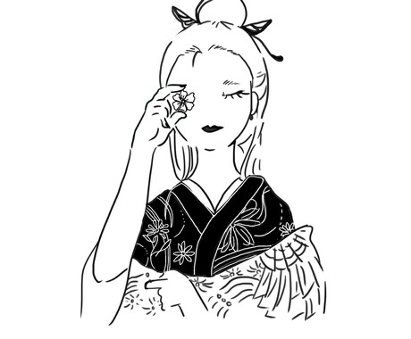 キレイ系、お洒落にモノクロイラスト描きます 【人物、動物、モチーフ何でもOK】 イメージ2
