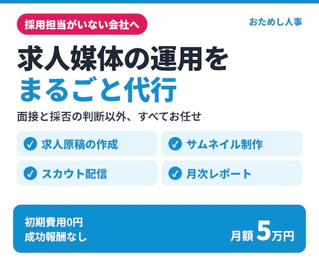 求人媒体の運用を月額定額でまるごと代行します イメージ1