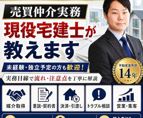 売買仲介実務 現役宅建士が教えます 業界歴14年の現役宅建士が実務目線で解説 イメージ1