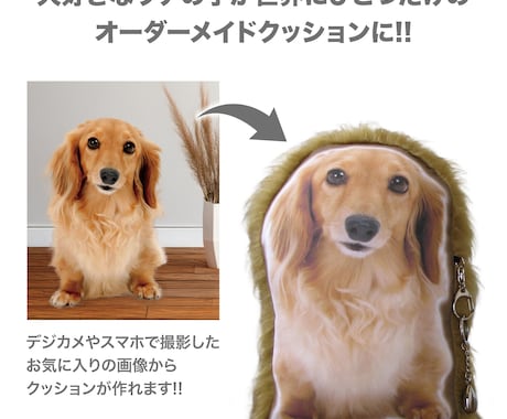ペット（犬　猫）の写真から ぬいぐるみをお作ります ウチの子を撫でているような感覚に。遺骨キーホルダー装着可能。 イメージ2