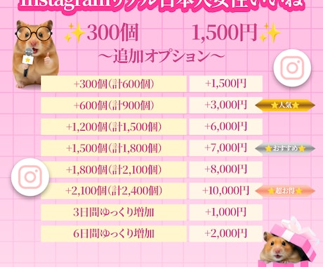 インスタ日本人女性いいね300個増やします 保証有｜日本人女性リアルアカウントで安全増加 イメージ2