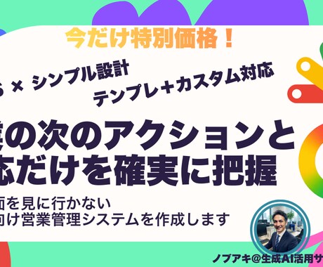 営業放置を防ぐ｜GAS営業管理システム構築します 営業の次アクションと反応だけを確実に把握 イメージ1