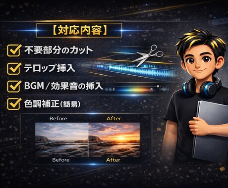 動画編集/カット・テロップ・BGM対応します 視聴維持率を意識した、最後まで見られる編集をします イメージ2