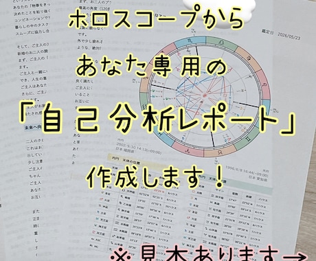 あなた専用の自己分析レポートを作成します 客観的なホロスコープデータからあなたの強みと本質を徹底分析！ イメージ1