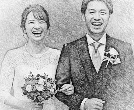 思い出のお写真を鉛筆画風イラストにします 大切な一枚を温かみのある手描き風に イメージ2