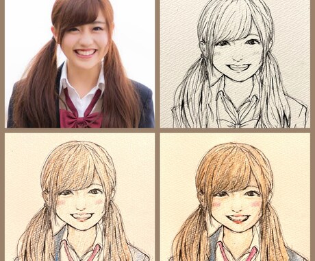 優しい雰囲気の似顔絵をお描きします バストアップのお顔を水彩色鉛筆でお描きします イメージ1