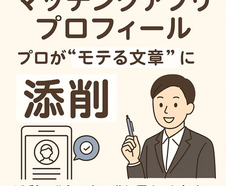 マッチングアプリのプロフィールを添削します マッチングアプリのプロフィール、モテる文章に添削します！ イメージ1