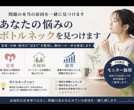 深夜に恋愛・夫婦・経営の”詰まり”を整理します 関係性・仕組みのボトルネックを分析し、解決への一歩を提案 イメージ1