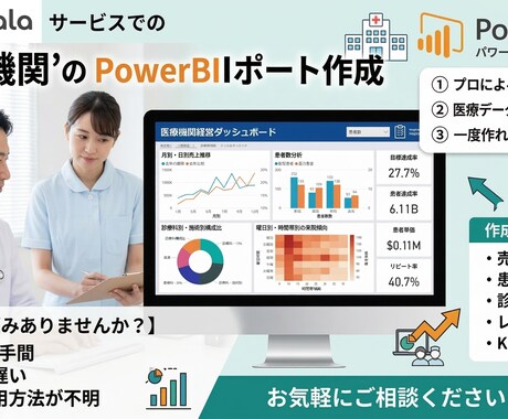 医療向データをPower BIで"見える化"します レセプトデータを活用した経営分析レポートを納品します イメージ1