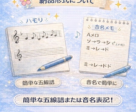 音源なし、自然なハモリを譜面と音名でご提案します 歌ってみた・オリジナル・アカペラ対応歌に合うハモリを作ります イメージ2