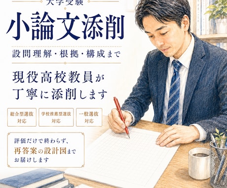 現役高校教員が本気で大学受験小論文を添削します 設問理解・主張・根拠・構成を確認し、再答案の設計図までお届け イメージ1