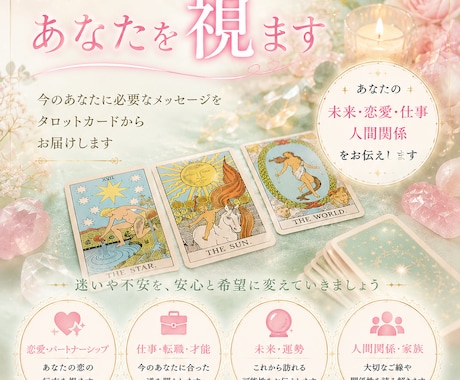 カードと降りてきた直感を伝えます カードとあなたの声から視えるものをただお伝えします イメージ1