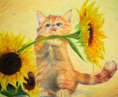 一生残るペットの絵｜動物＆花言葉で想いを込めます オイルクレパスでペットの絵を丁寧に描かせていただきます イメージ2