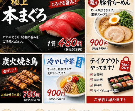 飲食店向けのメニュー・POPを作成しますます 寿司職人の現場経験を活かし売場目線で制作します イメージ1