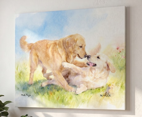 うちの子ペット似顔絵を水彩画キャンバスで制作します 犬・猫・うさぎ｜プレゼント・メモリアルにも対応 イメージ1