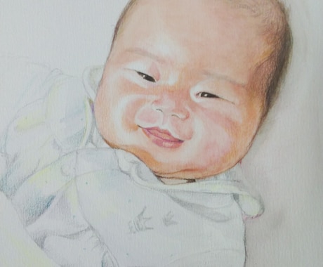 水彩絵の具と色鉛筆で1枚1枚丁寧にお描きします 記念に残る可愛い赤ちゃんの似顔絵 イメージ2
