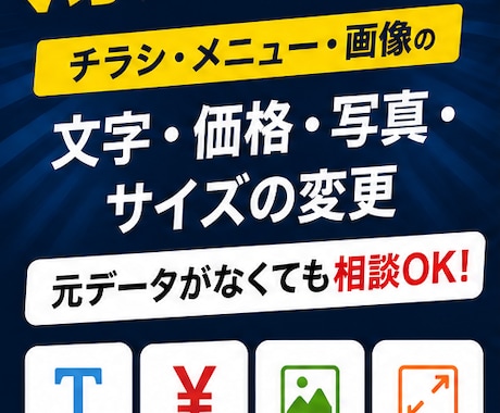 チラシ・メニュー・画像の文字や写真を修正します 元データなしでも相談OK！文字・価格・写真変更 イメージ1