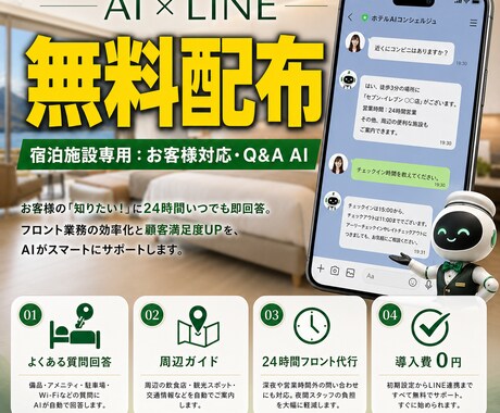 無料配布！ホテル専用AIでフロントを自動化ます 24時間働くコンシェルジュ。アメニティや道案内もAIが即レス イメージ1