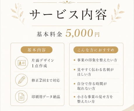 小規模事業者向けに名刺を作成します 伝わりやすく、見やすい販促物を丁寧に作成します イメージ2