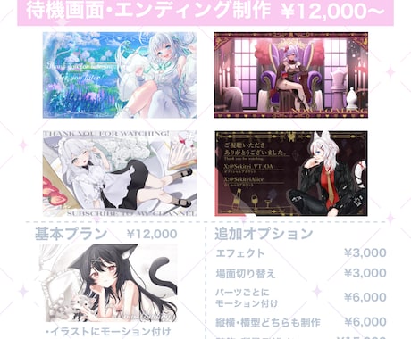 企業Vのような絵が動く可愛いOP/ED制作します 固定価格/配信待機画面/エンディング/Vtuberさん向け イメージ2