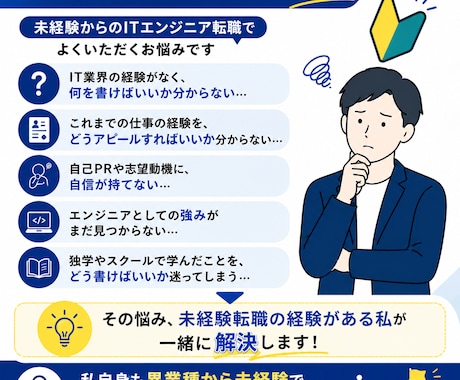 未経験からIT転職する方の職務経歴書を添削します 未経験転職の経験×現役エンジニア・面接官の視点でサポート イメージ2