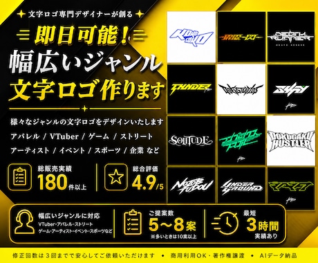 即日可能！幅広いジャンルの文字ロゴ作ります イメージ1